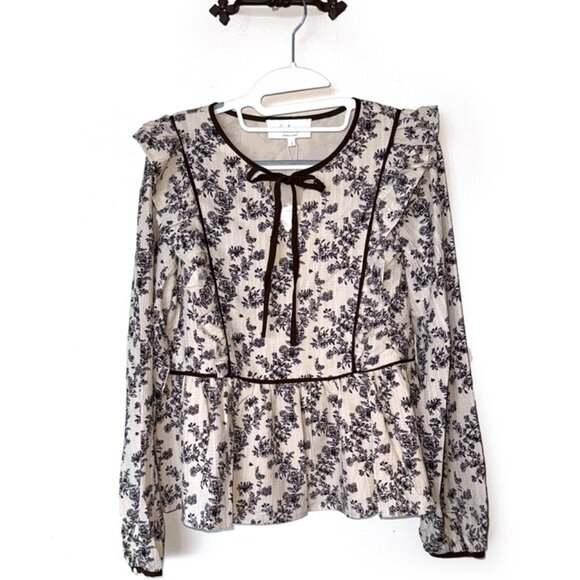 La February Toile Ruffled Babydoll Blouse - Picture 2 of 10